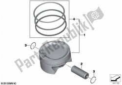 Piston with rings and wristpin