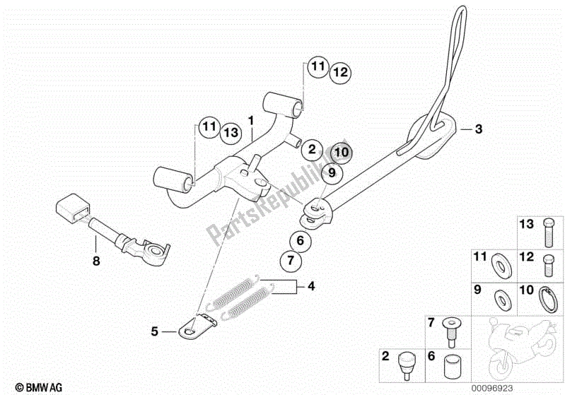 Wszystkie części do Stojak Boczny Z Ram?, Dolna Cz??? BMW F 650 CS K 14 2004 - 2005