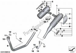 partes del sistema de escape con soportes