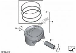 Piston with rings and wristpin