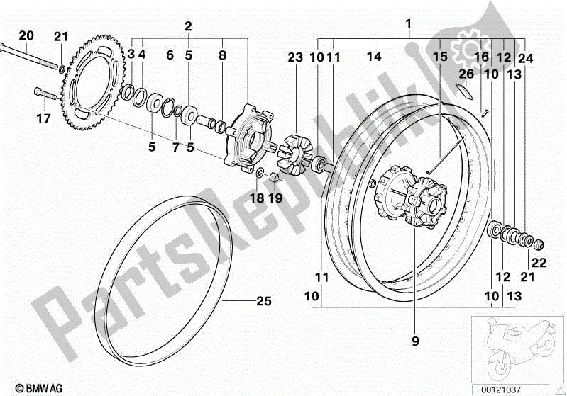 Todas las partes para Rueda De Radios, Trasera de BMW F 650 GS R 13 2004 - 2007