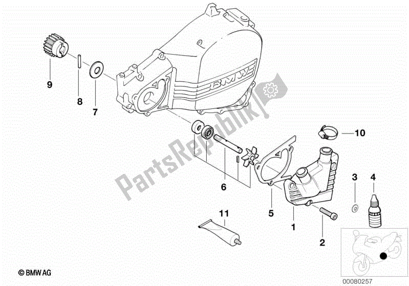 All parts for the Water Pump of the BMW F 650 GS R 13 2004 - 2007