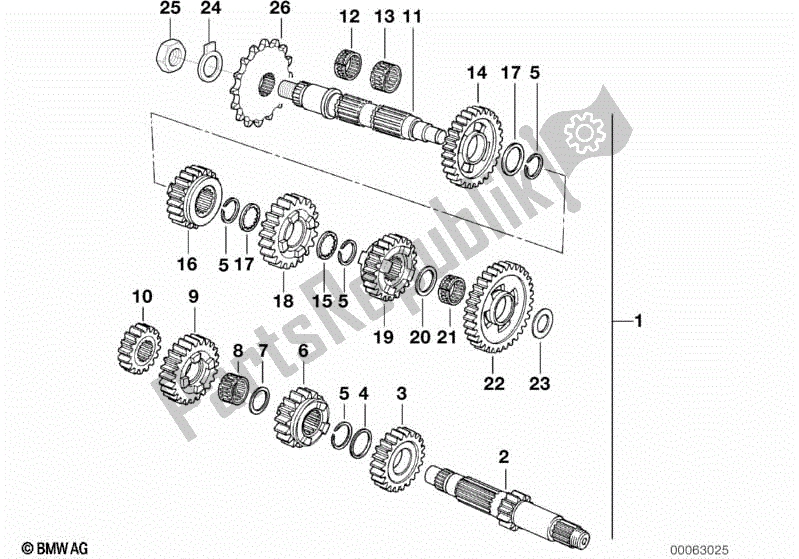 Todas las partes para Piezas Del Juego De Ruedas De Engranaje De Transmisión De 5 Velocidades de BMW F 650 GS Dakar R 13 2000 - 2003