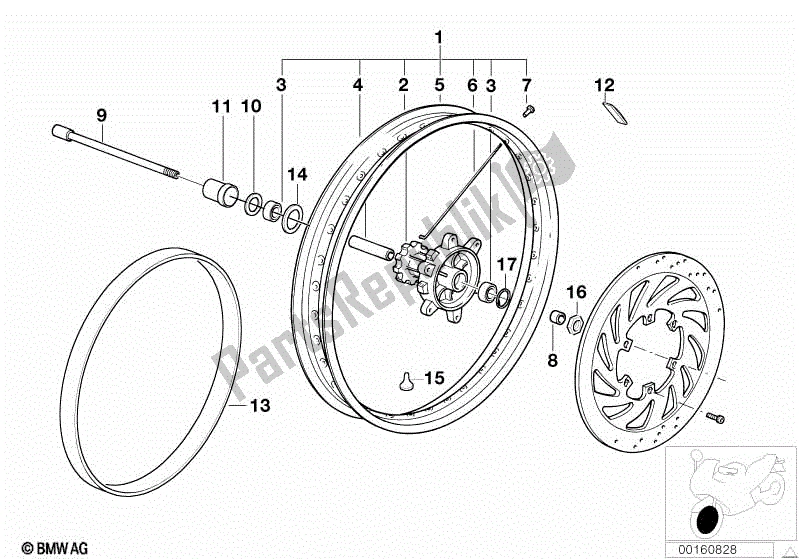 Todas las partes para Rueda Delantera De Radios de BMW F 650 GS Dakar R 13 2000 - 2003