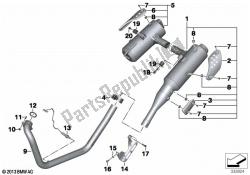 partes del sistema de escape con soportes