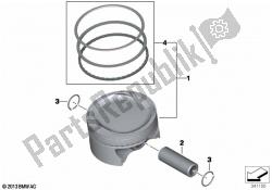 Piston with rings and wristpin