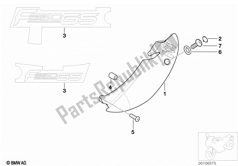 All parts for the Tail Trim of the BMW F 650 GS Dakar R 13 2004 - 2007