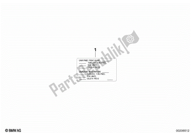 Alle onderdelen voor de Kennisgeving Sticker Voor Banden Usa / Can van de BMW F 650 GS Twin K 72 2008 - 2012