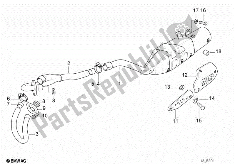 Todas las partes para Partes Del Sistema De Escape Con Soportes de BMW F 650 ST  E 169 1996 - 2000