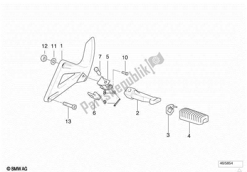 Todas las partes para Placa De Reposapiés / Reposapiés Trasero de BMW F 650 ST  E 169 1996 - 2000