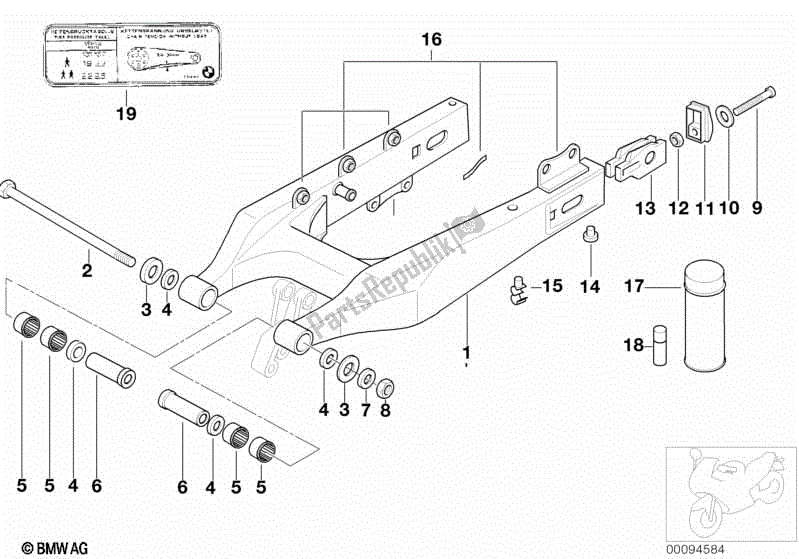 Todas las partes para Brazo Basculante De La Rueda Trasera de BMW F 650 ST  E 169 1996 - 2000