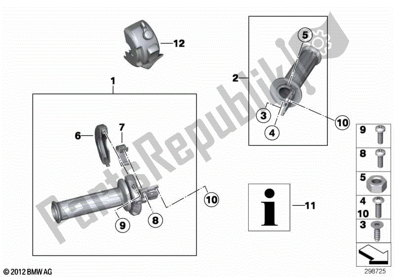 Todas as partes de Punho Do Guiador, Aquecido do BMW F 700 GS K 70 2012 - 2016