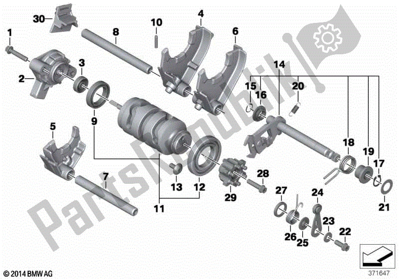 All parts for the 6-speed Transmission Shift Components of the BMW F 700 GS K 70 2016 - 2018