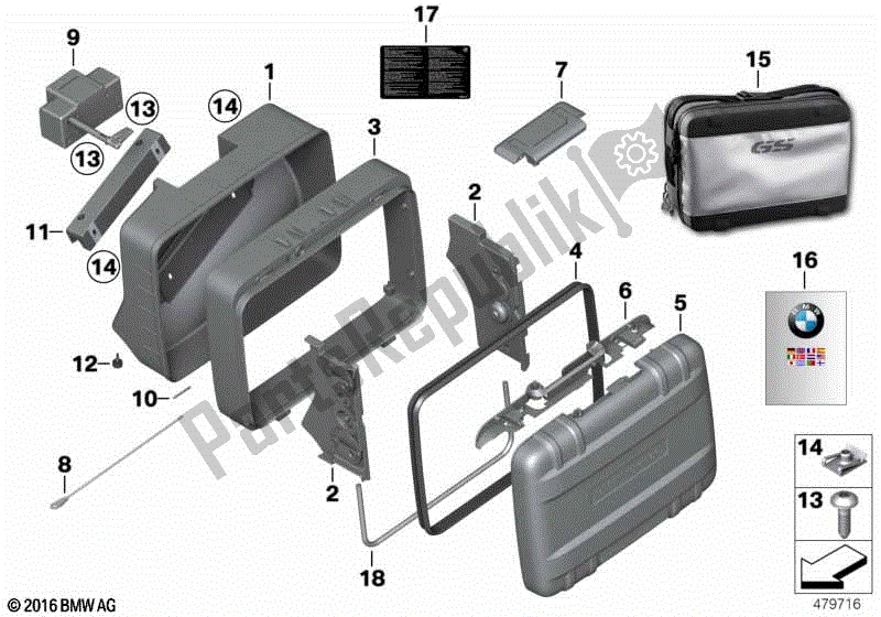 Todas las partes para Piezas Sueltas, Estuche Vario de BMW F 700 GS K 70 2016 - 2018