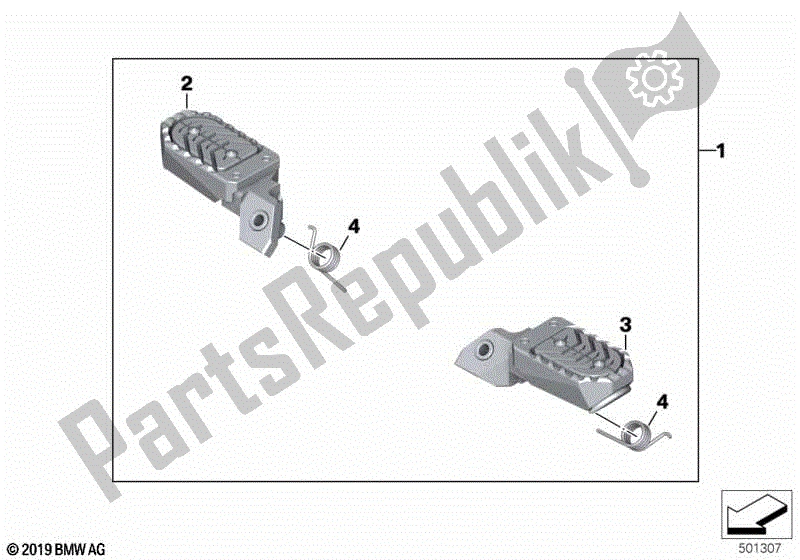 All parts for the Footrest Adjustable of the BMW F 750 GS K 80 2018 - 2021