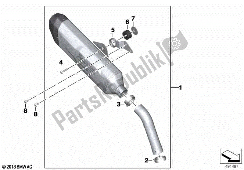 All parts for the Hp Sports Muffler of the BMW F 750 GS K 80 2018 - 2021