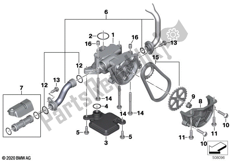 Todas las partes para Bomba De Aceite Con Pantalla De Filtro Y Accionamiento de BMW F 750 GS K 80 2018 - 2021