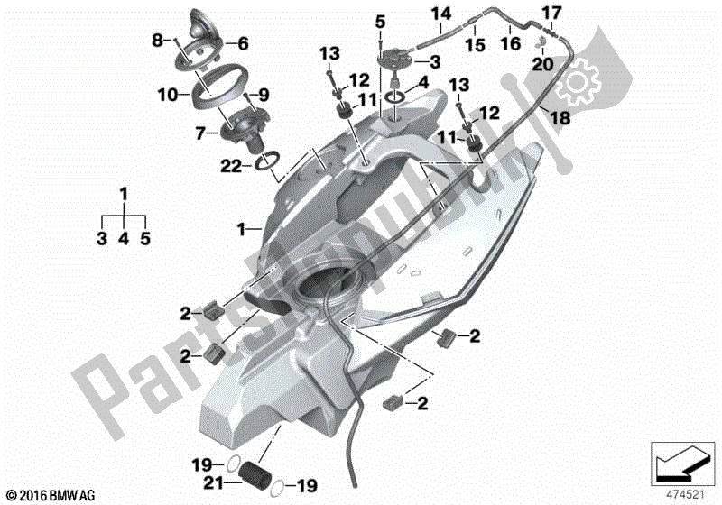 Todas las partes para Depósito De Combustible / Piezas De Montaje de BMW F 800 GS K 72 2008 - 2012