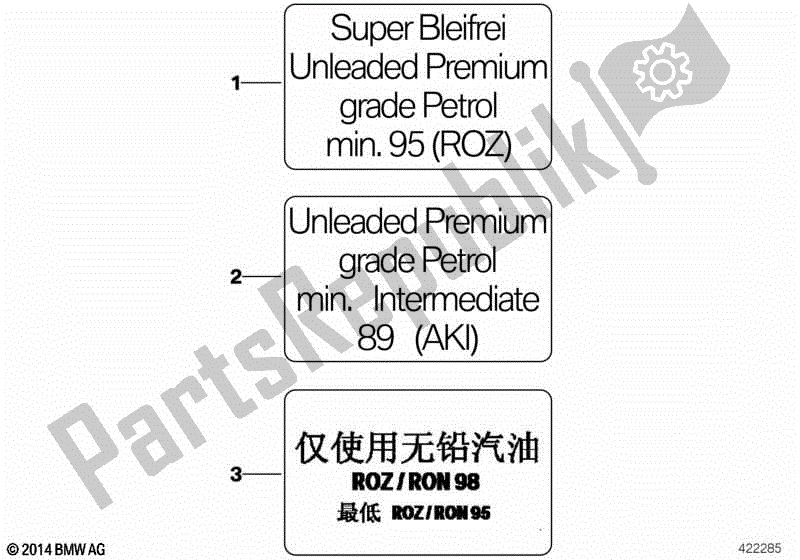 Toutes les pièces pour le étiquette D'avertissement Pour Le Carburant du BMW F 800 GS K 72 2008 - 2012