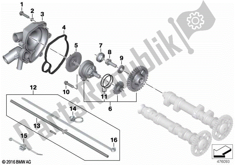 Toutes les pièces pour le Pompe à Eau du BMW F 800 GS K 72 2008 - 2012