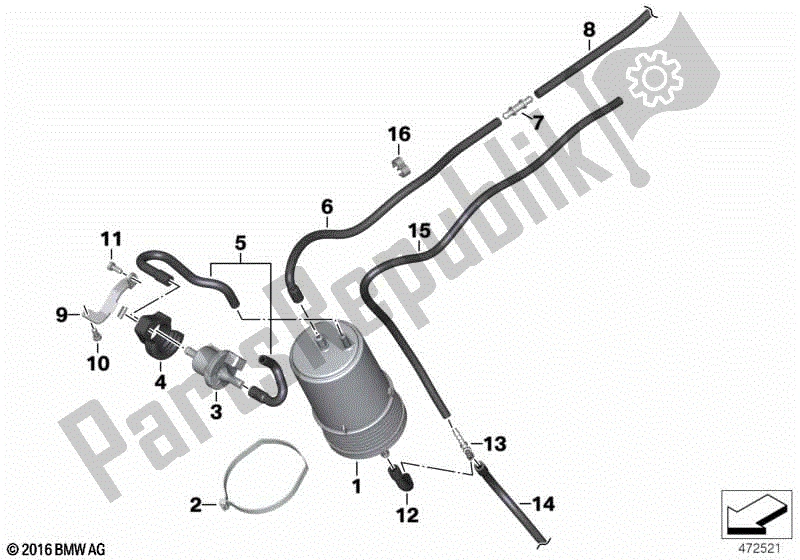 Todas las partes para Filtro / Tubo De Carbón Activado de BMW F 800 GS K 72 2013 - 2016