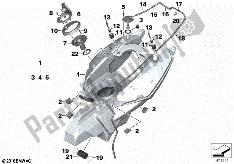 Todas las partes para Depósito De Combustible / Piezas De Montaje de BMW F 800 GS K 72 2013 - 2016