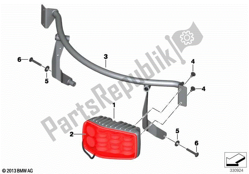 Todas las partes para Lámpara Estroboscópica Lineal Led, Roja de BMW F 800 GS K 72 2013 - 2016