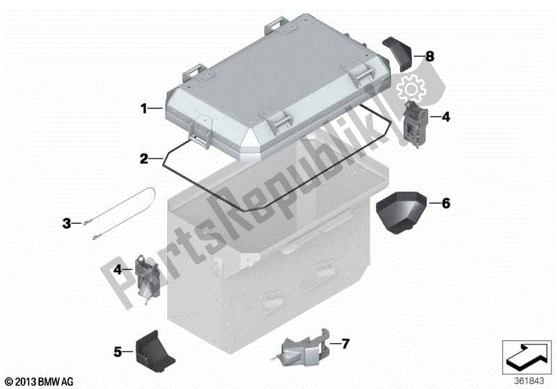 Todas las partes para Piezas Individuales, Caja De Aluminio de BMW F 800 GS K 72 2013 - 2016