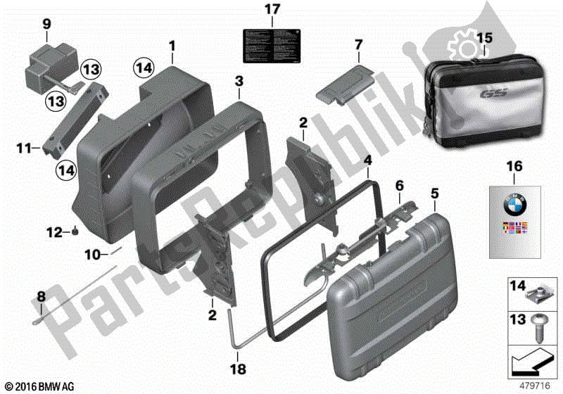 Todas las partes para Piezas Sueltas, Estuche Vario de BMW F 800 GS K 72 2013 - 2016