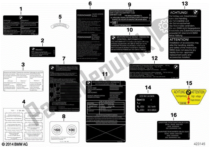 Todas las partes para Varios Avisos Pegatinas de BMW F 800 GS K 72 2013 - 2016