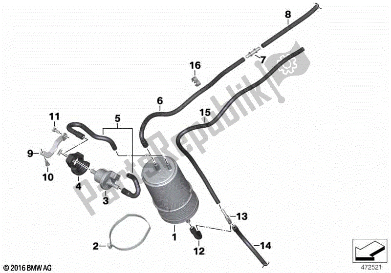 Todas las partes para Filtro / Tubo De Carbón Activado de BMW F 800 GS K 72 2017 - 2018