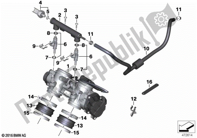 Alle onderdelen voor de Gasklephuis van de BMW F 800 GS K 72 2017 - 2018