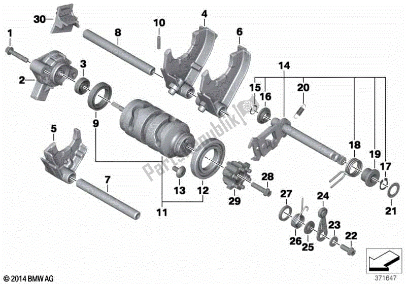 Alle onderdelen voor de Schakelcomponenten Met 6 Versnellingen van de BMW F 800 GS ADV K 75 2013 - 2016