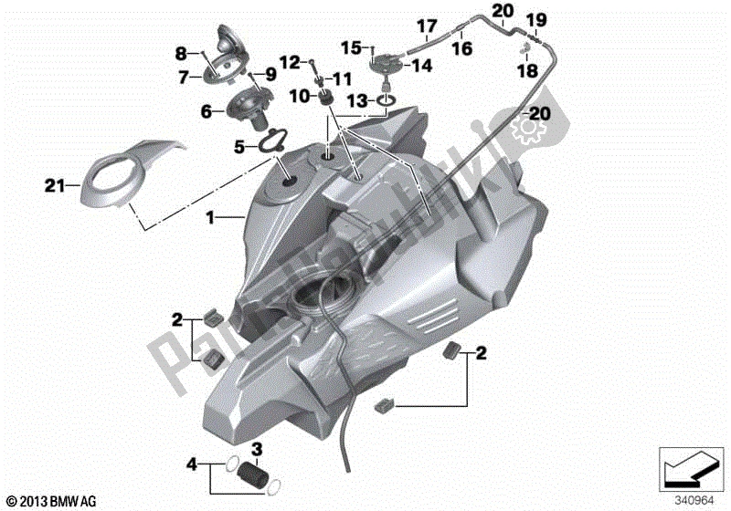 Todas las partes para Depósito De Combustible / Piezas De Montaje de BMW F 800 GS ADV K 75 2013 - 2016