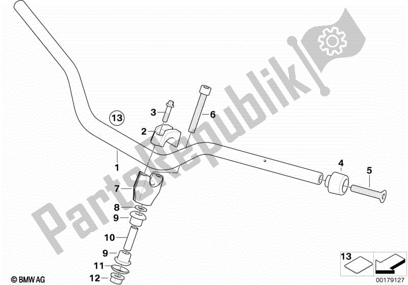All parts for the Handlebar of the BMW F 800 GS ADV K 75 2013 - 2016