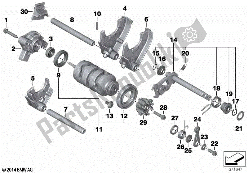 All parts for the 6-speed Transmission Shift Components of the BMW F 800 GT K 71 2012 - 2016