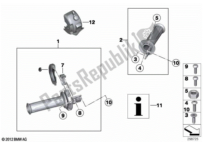 Todas las partes para Empuñadura De Manillar, Calefactable de BMW F 800 GT K 71 2012 - 2016