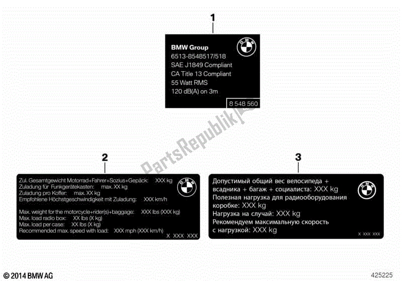 Todas las partes para Etiquetas Para Vehículos Oficiales de BMW F 800 GT K 71 2012 - 2016