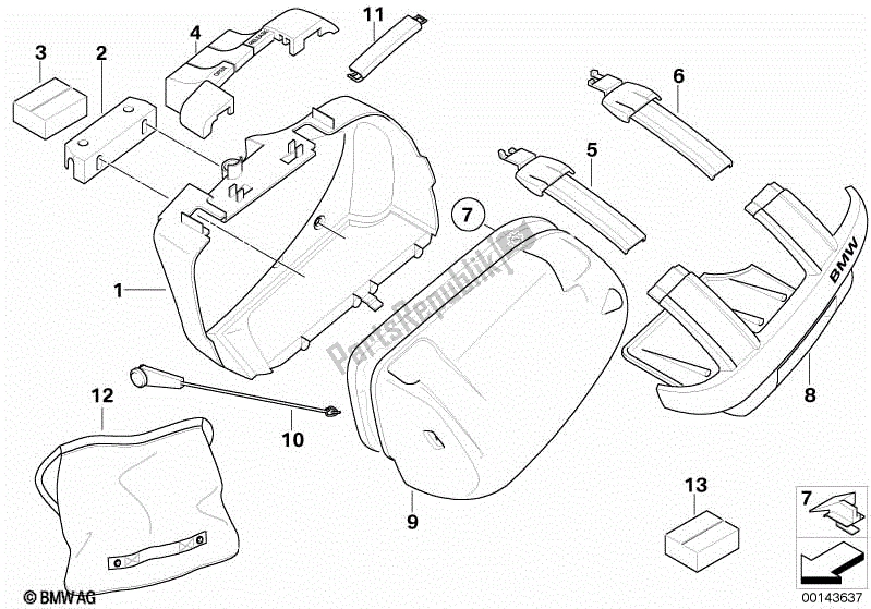 Todas las partes para Maleta Deportiva Piezas Individuales de BMW F 800 GT K 71 2012 - 2016