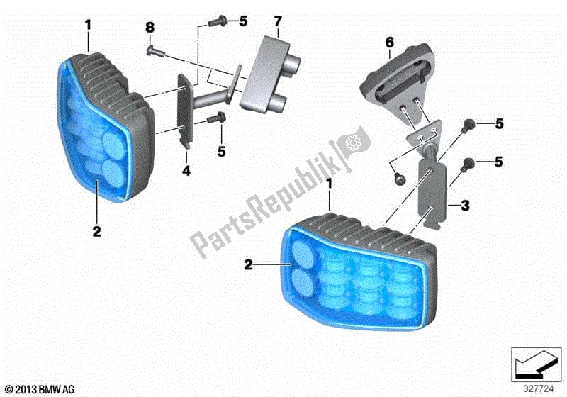 Todas las partes para Lámpara Estroboscópica Lineal Led, Azul de BMW F 800 GT K 71 2017 - 2018