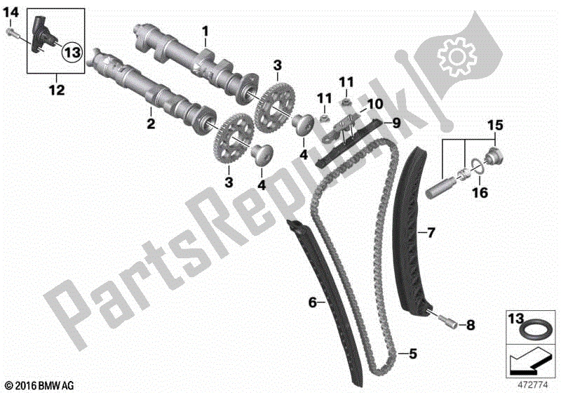 All parts for the Timing Gear - Cam Shaft/chain Drive of the BMW F 800 GT K 71 2017 - 2018