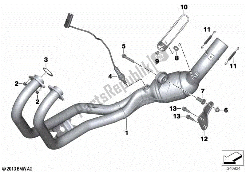 All parts for the Exhaust Manifold of the BMW F 800R K 73 2009 - 2013