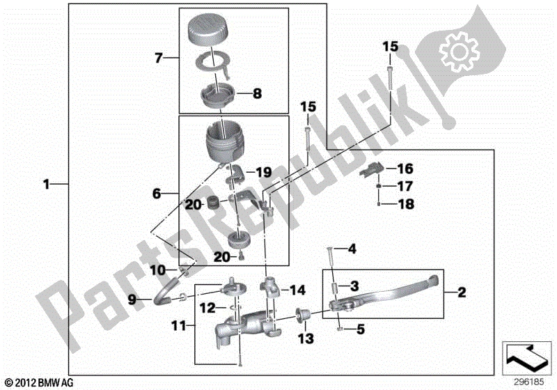 Todas las partes para Conjunto De Freno De Mano Abrazadera De Manillar M5 de BMW F 800R K 73 2009 - 2013