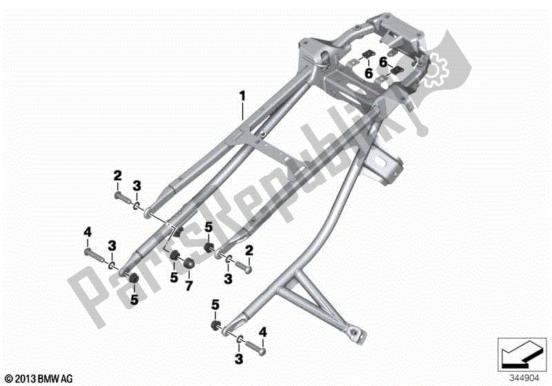 Alle onderdelen voor de Achterframe van de BMW F 800R K 73 2017 - 2018