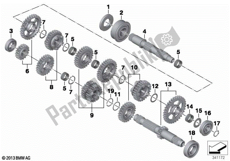 All parts for the 6-speed Transmission/gearset Parts of the BMW F 800S K 71 2006 - 2008