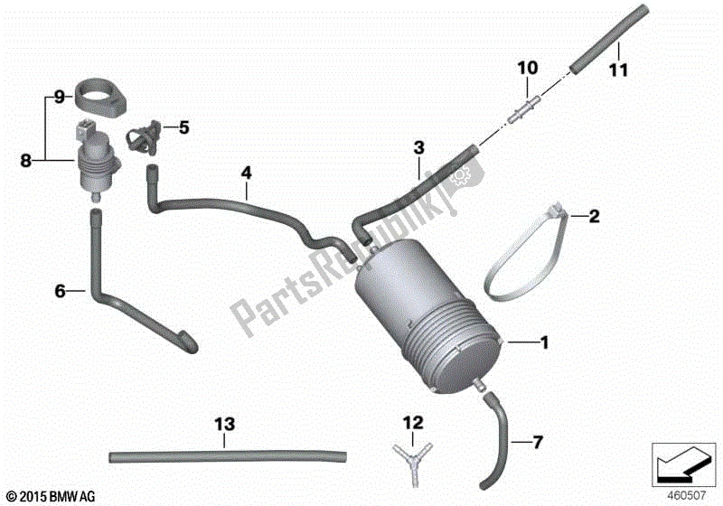 Todas las partes para Filtro / Tubo De Carbón Activado de BMW F 800S K 71 2006 - 2008