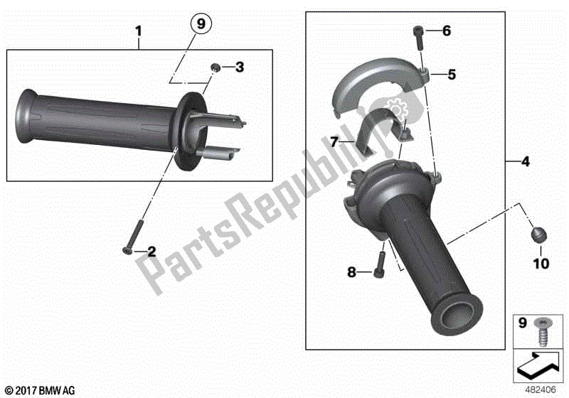 Todas las partes para Empuñadura De Manillar, Calefactable de BMW F 800S K 71 2006 - 2008