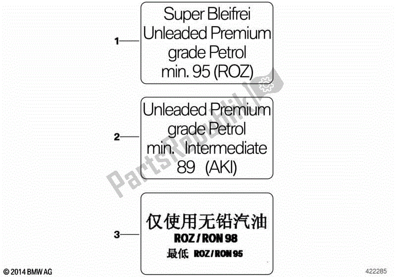 Todas las partes para Etiqueta De Aviso Para Combustible de BMW F 800S K 71 2006 - 2008