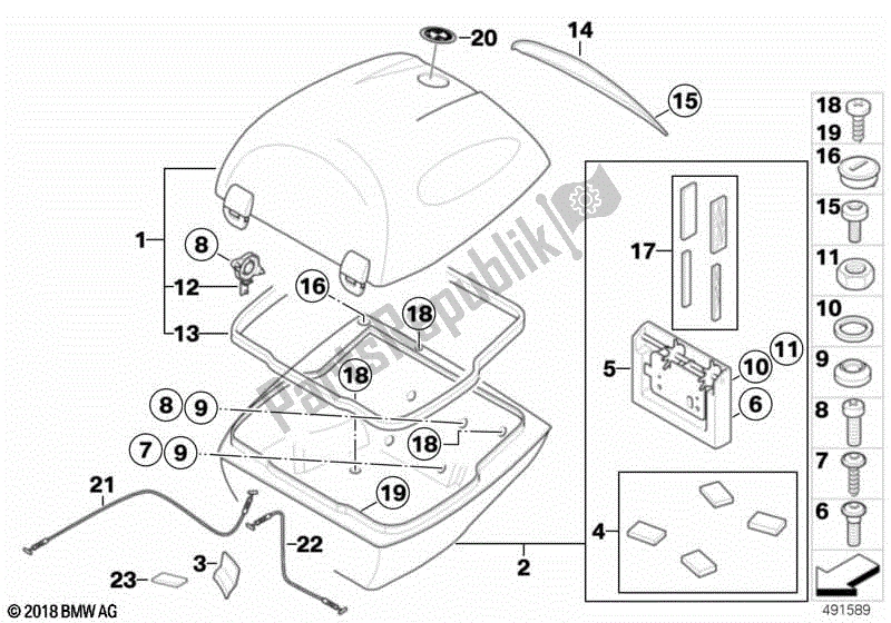 Todas las partes para Piezas Individuales Para Top Case 28i de BMW F 800S K 71 2006 - 2008