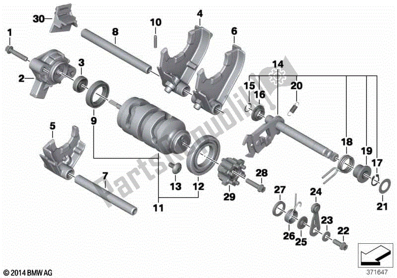 All parts for the 6-speed Transmission Shift Components of the BMW F 800 ST K 71 2006 - 2012